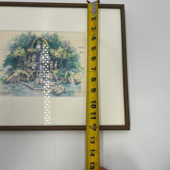 The Disney Gallery Snow White Grotto Watercolor by John Hench 1960 w/ COA Tokyo - Picture 11 of 14